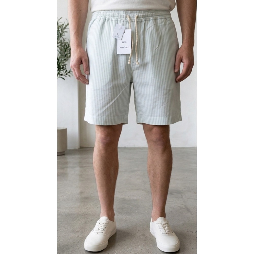 Won Hundred Style Mindy drawstring Shorts trunks in blue Surf ‎ stripe Size 40